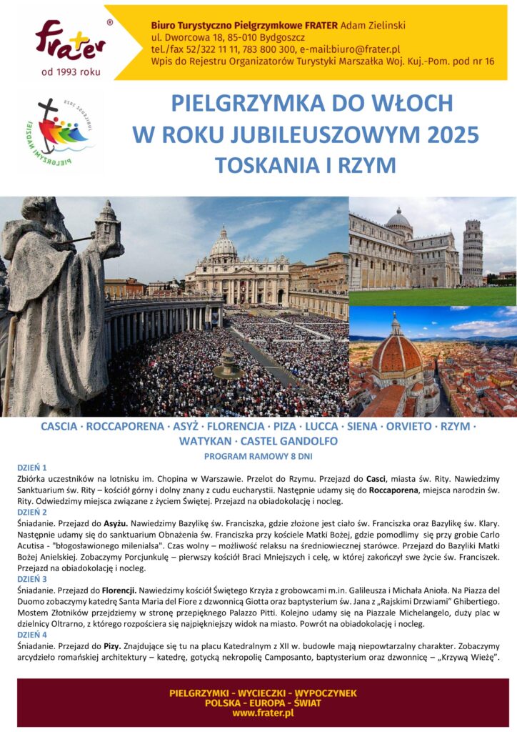 Jubileuszowa Pielgrzymka do Rzymu 2025 - II termin!